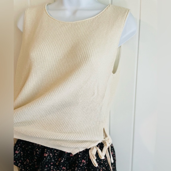 Madewell Balletcore Knit Double Side Bow Tie Cream Tank Top Sz Small NWOT - Picture 5 of 8
